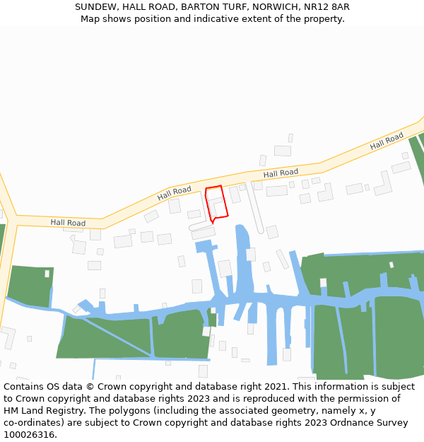 SUNDEW, HALL ROAD, BARTON TURF, NORWICH, NR12 8AR: Location map and indicative extent of plot