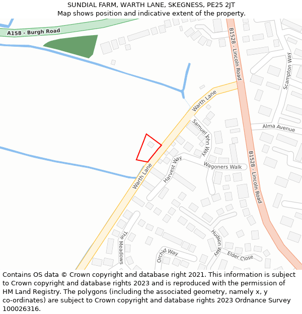 SUNDIAL FARM, WARTH LANE, SKEGNESS, PE25 2JT: Location map and indicative extent of plot