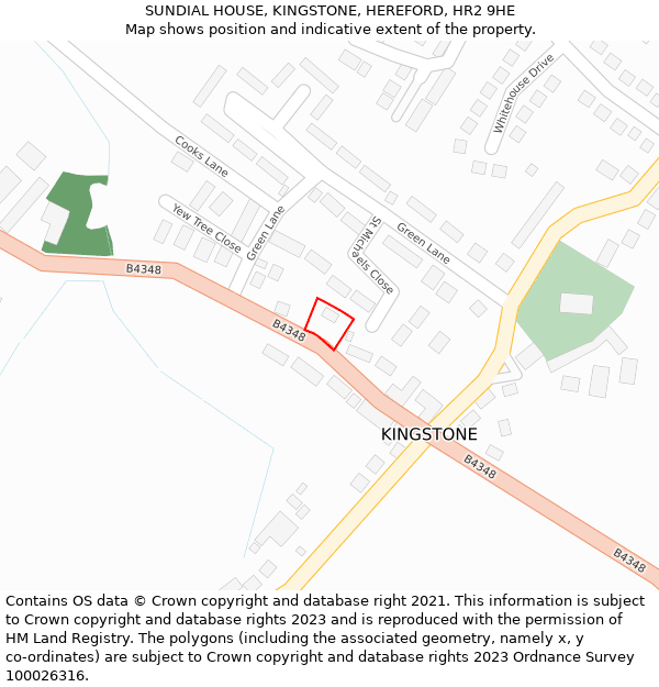 SUNDIAL HOUSE, KINGSTONE, HEREFORD, HR2 9HE: Location map and indicative extent of plot