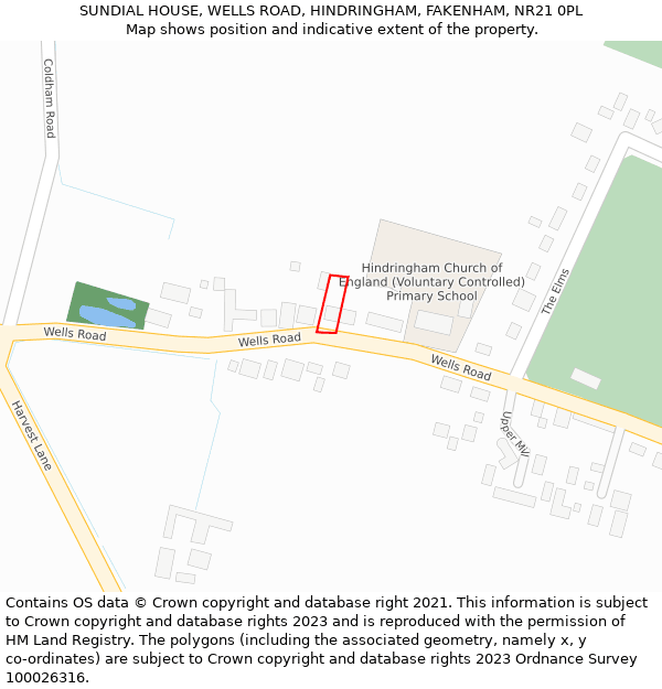 SUNDIAL HOUSE, WELLS ROAD, HINDRINGHAM, FAKENHAM, NR21 0PL: Location map and indicative extent of plot