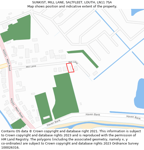 SUNKIST, MILL LANE, SALTFLEET, LOUTH, LN11 7SA: Location map and indicative extent of plot