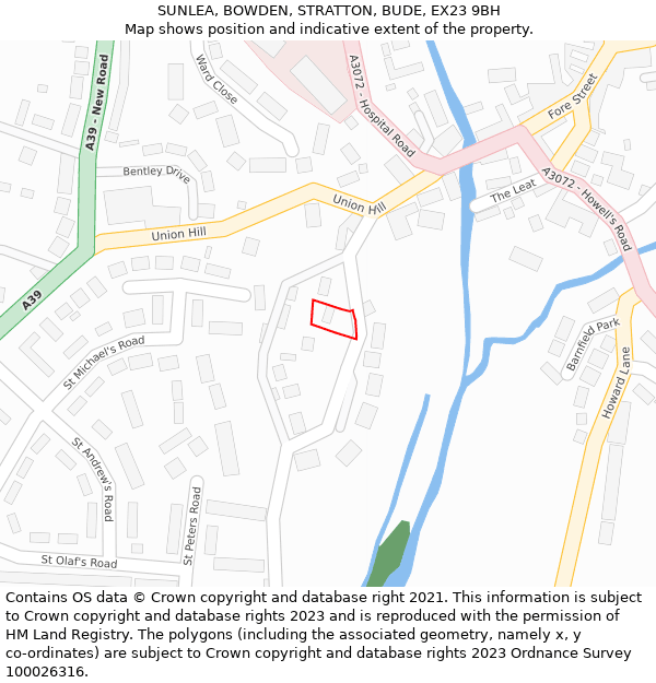 SUNLEA, BOWDEN, STRATTON, BUDE, EX23 9BH: Location map and indicative extent of plot