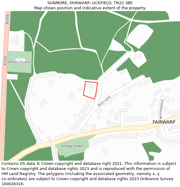 SUNMORE, FAIRWARP, UCKFIELD, TN22 3BE: Location map and indicative extent of plot