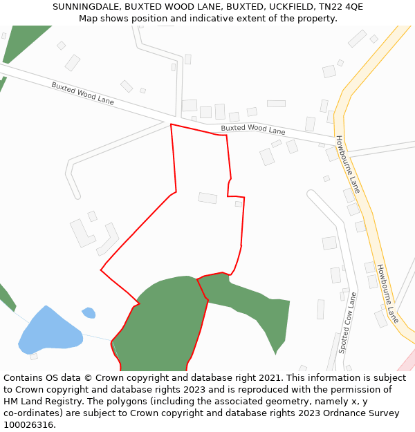 SUNNINGDALE, BUXTED WOOD LANE, BUXTED, UCKFIELD, TN22 4QE: Location map and indicative extent of plot