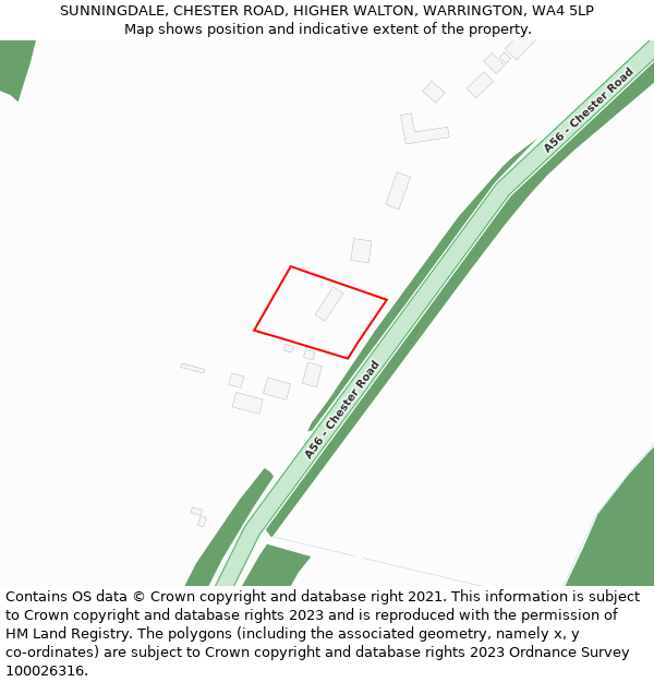 SUNNINGDALE, CHESTER ROAD, HIGHER WALTON, WARRINGTON, WA4 5LP: Location map and indicative extent of plot