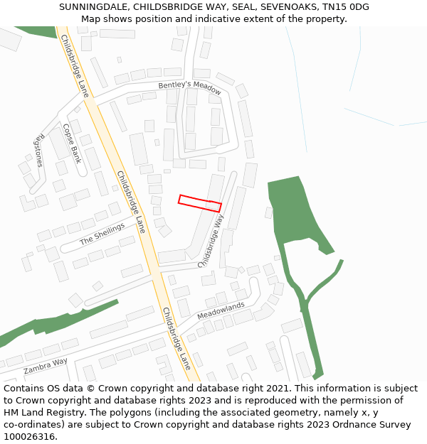 SUNNINGDALE, CHILDSBRIDGE WAY, SEAL, SEVENOAKS, TN15 0DG: Location map and indicative extent of plot