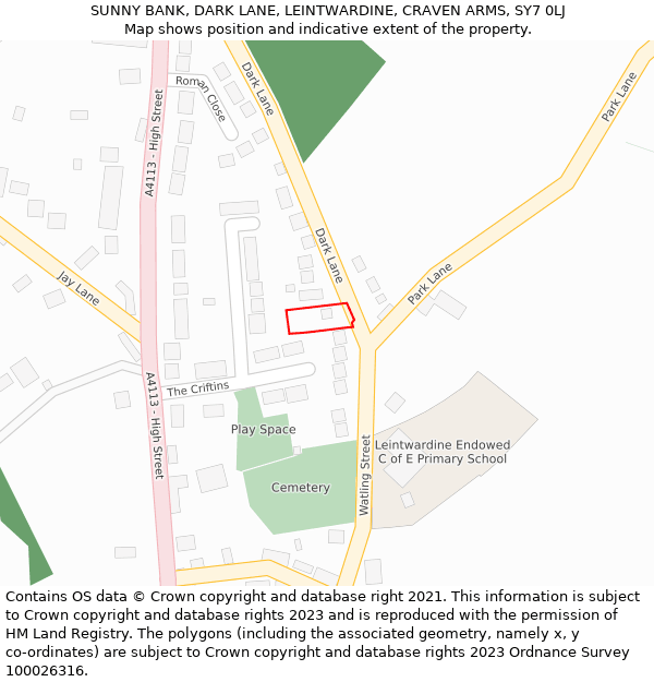 SUNNY BANK, DARK LANE, LEINTWARDINE, CRAVEN ARMS, SY7 0LJ: Location map and indicative extent of plot