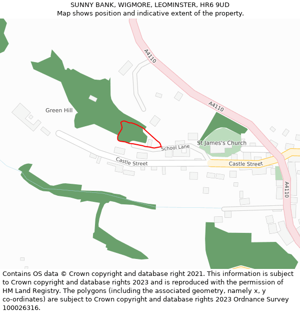 SUNNY BANK, WIGMORE, LEOMINSTER, HR6 9UD: Location map and indicative extent of plot