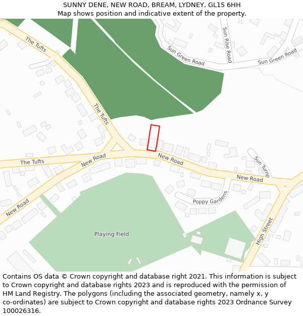 SUNNY DENE, NEW ROAD, BREAM, LYDNEY, GL15 6HH: Location map and indicative extent of plot