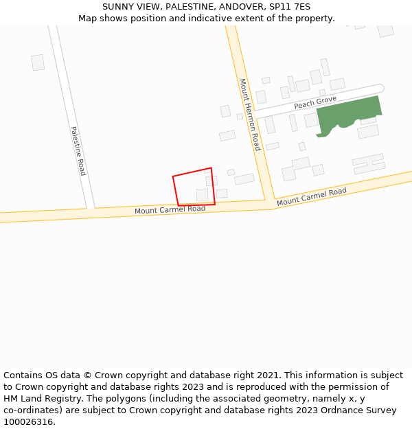 SUNNY VIEW, PALESTINE, ANDOVER, SP11 7ES: Location map and indicative extent of plot