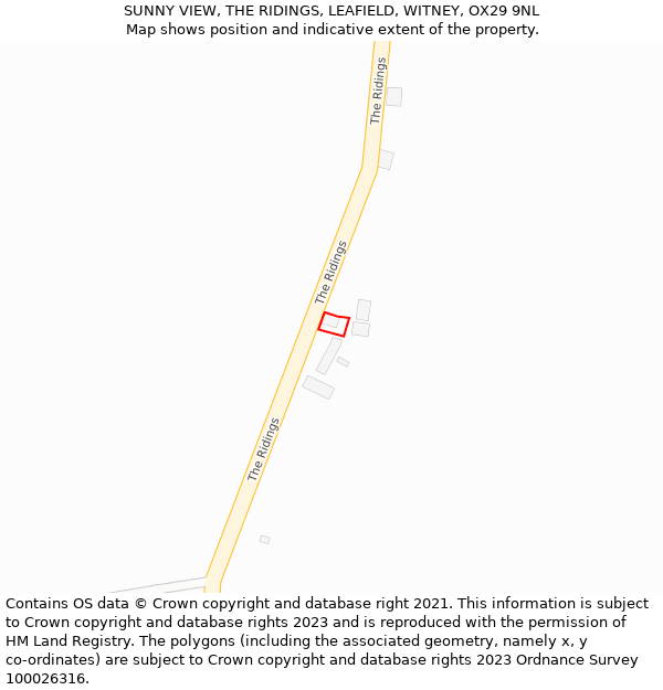 SUNNY VIEW, THE RIDINGS, LEAFIELD, WITNEY, OX29 9NL: Location map and indicative extent of plot