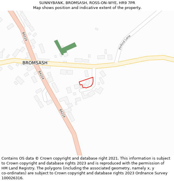 SUNNYBANK, BROMSASH, ROSS-ON-WYE, HR9 7PR: Location map and indicative extent of plot