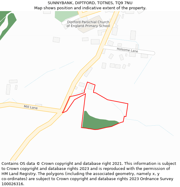 SUNNYBANK, DIPTFORD, TOTNES, TQ9 7NU: Location map and indicative extent of plot