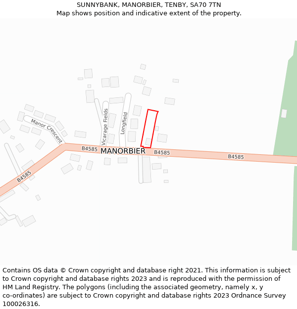 SUNNYBANK, MANORBIER, TENBY, SA70 7TN: Location map and indicative extent of plot