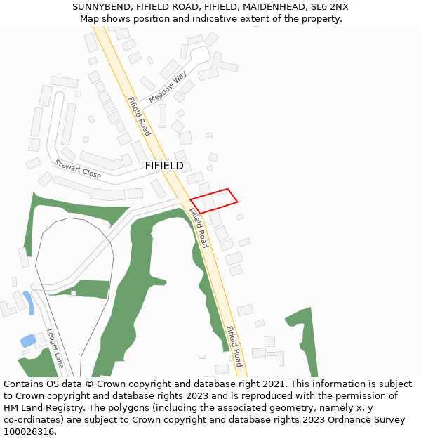 SUNNYBEND, FIFIELD ROAD, FIFIELD, MAIDENHEAD, SL6 2NX: Location map and indicative extent of plot