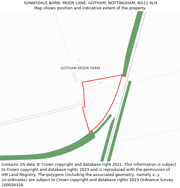 SUNNYDALE BARN, MOOR LANE, GOTHAM, NOTTINGHAM, NG11 0LH: Location map and indicative extent of plot