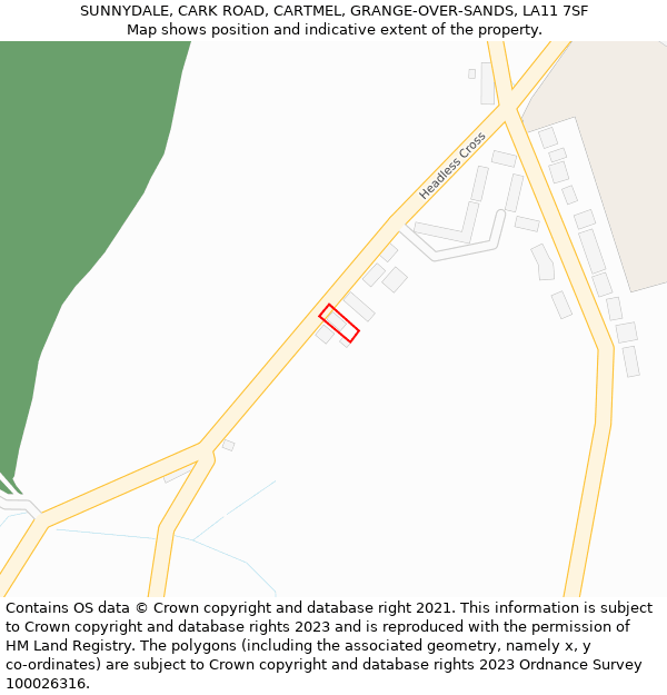 SUNNYDALE, CARK ROAD, CARTMEL, GRANGE-OVER-SANDS, LA11 7SF: Location map and indicative extent of plot