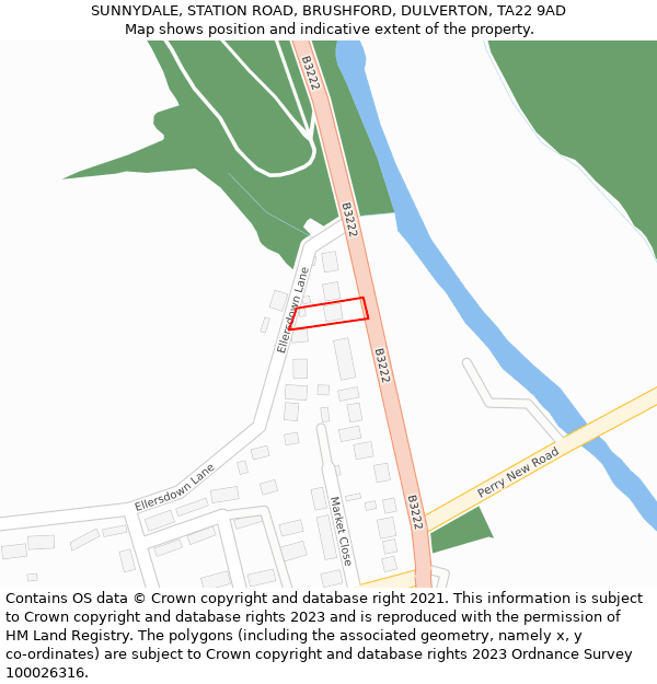 SUNNYDALE, STATION ROAD, BRUSHFORD, DULVERTON, TA22 9AD: Location map and indicative extent of plot