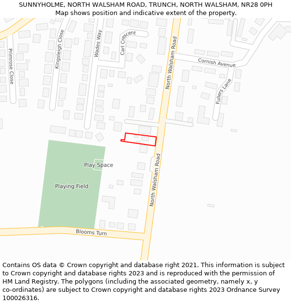 SUNNYHOLME, NORTH WALSHAM ROAD, TRUNCH, NORTH WALSHAM, NR28 0PH: Location map and indicative extent of plot