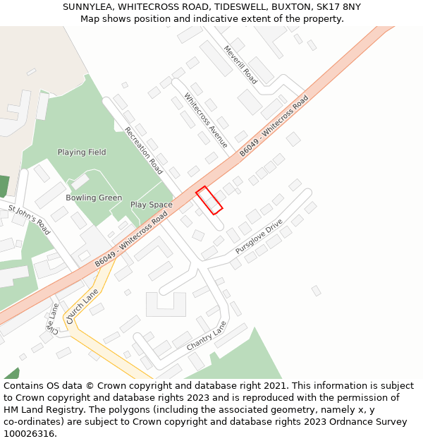 SUNNYLEA, WHITECROSS ROAD, TIDESWELL, BUXTON, SK17 8NY: Location map and indicative extent of plot