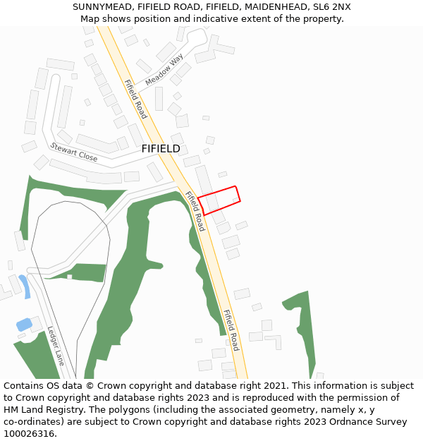 SUNNYMEAD, FIFIELD ROAD, FIFIELD, MAIDENHEAD, SL6 2NX: Location map and indicative extent of plot