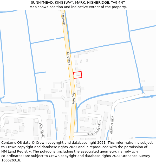 SUNNYMEAD, KINGSWAY, MARK, HIGHBRIDGE, TA9 4NT: Location map and indicative extent of plot