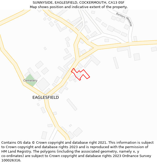 SUNNYSIDE, EAGLESFIELD, COCKERMOUTH, CA13 0SF: Location map and indicative extent of plot