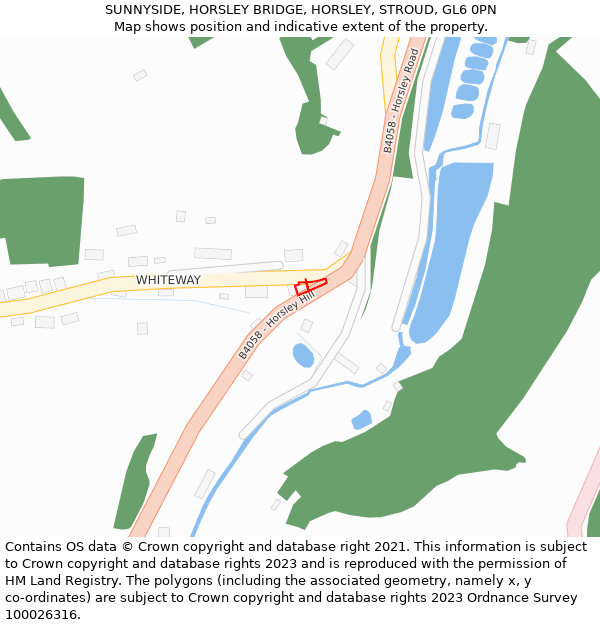 SUNNYSIDE, HORSLEY BRIDGE, HORSLEY, STROUD, GL6 0PN: Location map and indicative extent of plot