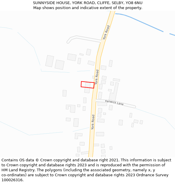 SUNNYSIDE HOUSE, YORK ROAD, CLIFFE, SELBY, YO8 6NU: Location map and indicative extent of plot