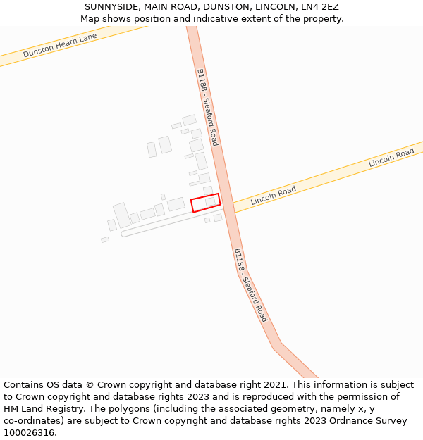 SUNNYSIDE, MAIN ROAD, DUNSTON, LINCOLN, LN4 2EZ: Location map and indicative extent of plot