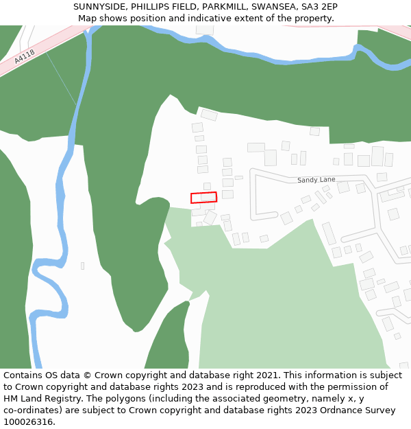 SUNNYSIDE, PHILLIPS FIELD, PARKMILL, SWANSEA, SA3 2EP: Location map and indicative extent of plot