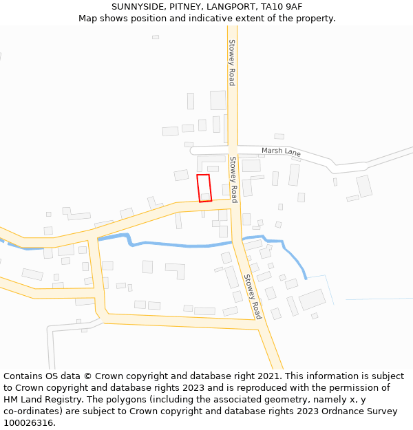 SUNNYSIDE, PITNEY, LANGPORT, TA10 9AF: Location map and indicative extent of plot