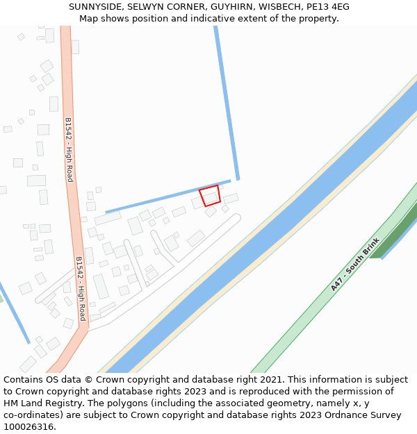 SUNNYSIDE, SELWYN CORNER, GUYHIRN, WISBECH, PE13 4EG: Location map and indicative extent of plot