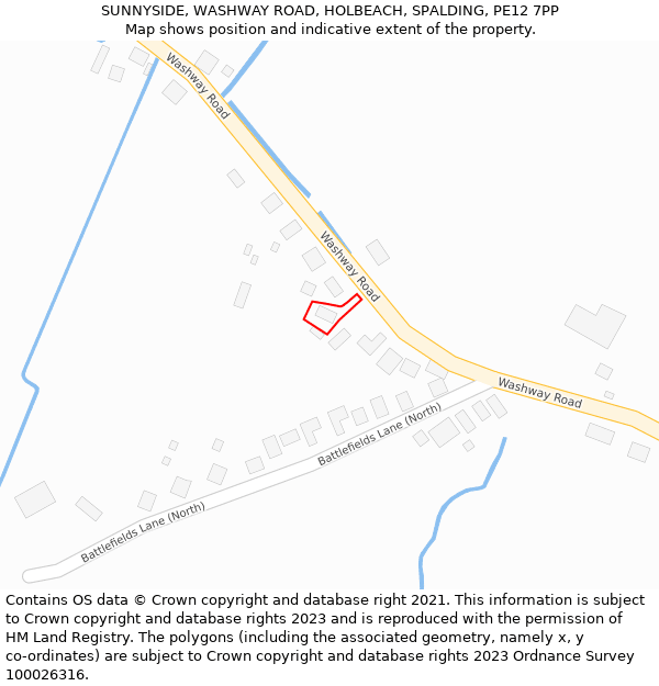 SUNNYSIDE, WASHWAY ROAD, HOLBEACH, SPALDING, PE12 7PP: Location map and indicative extent of plot