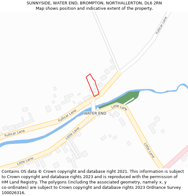 SUNNYSIDE, WATER END, BROMPTON, NORTHALLERTON, DL6 2RN: Location map and indicative extent of plot