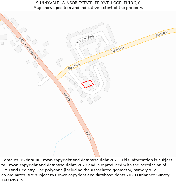 SUNNYVALE, WINSOR ESTATE, PELYNT, LOOE, PL13 2JY: Location map and indicative extent of plot