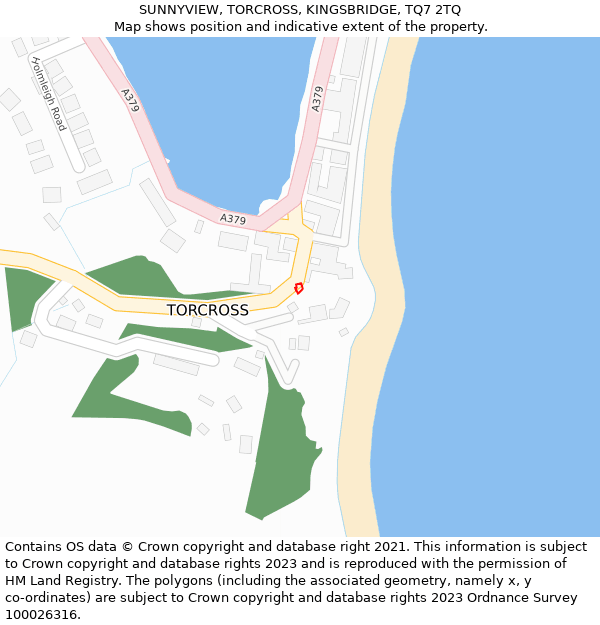 SUNNYVIEW, TORCROSS, KINGSBRIDGE, TQ7 2TQ: Location map and indicative extent of plot