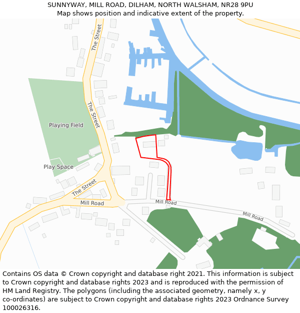 SUNNYWAY, MILL ROAD, DILHAM, NORTH WALSHAM, NR28 9PU: Location map and indicative extent of plot