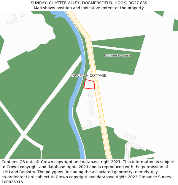 SUNRAY, CHATTER ALLEY, DOGMERSFIELD, HOOK, RG27 8SS: Location map and indicative extent of plot