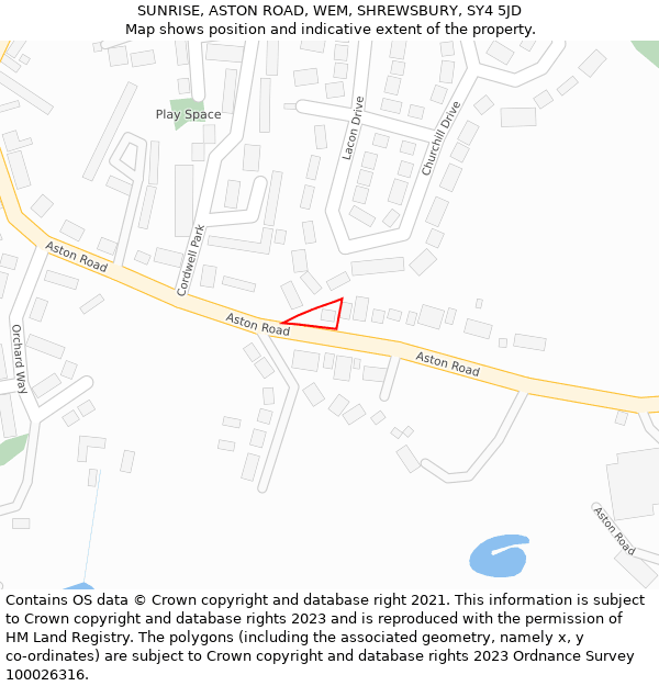 SUNRISE, ASTON ROAD, WEM, SHREWSBURY, SY4 5JD: Location map and indicative extent of plot