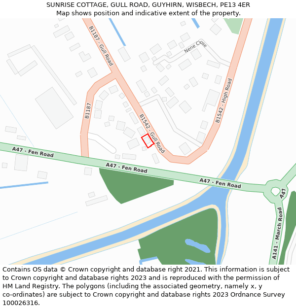 SUNRISE COTTAGE, GULL ROAD, GUYHIRN, WISBECH, PE13 4ER: Location map and indicative extent of plot