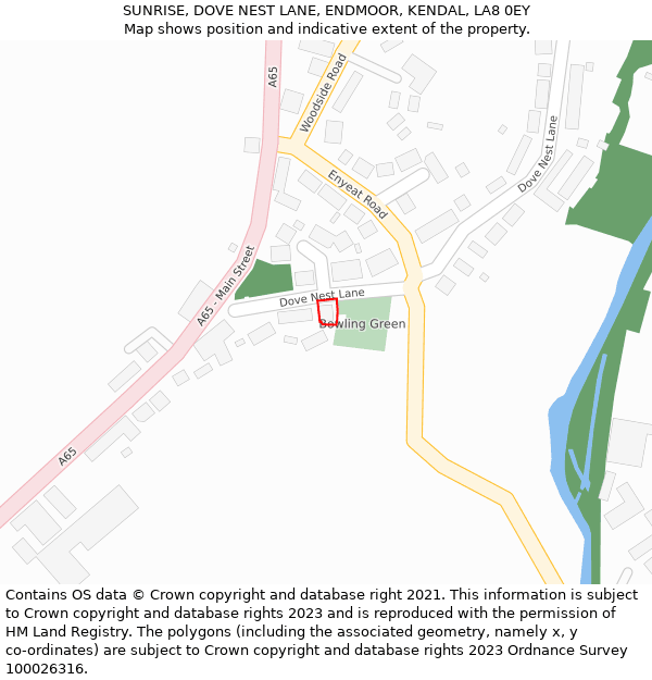 SUNRISE, DOVE NEST LANE, ENDMOOR, KENDAL, LA8 0EY: Location map and indicative extent of plot