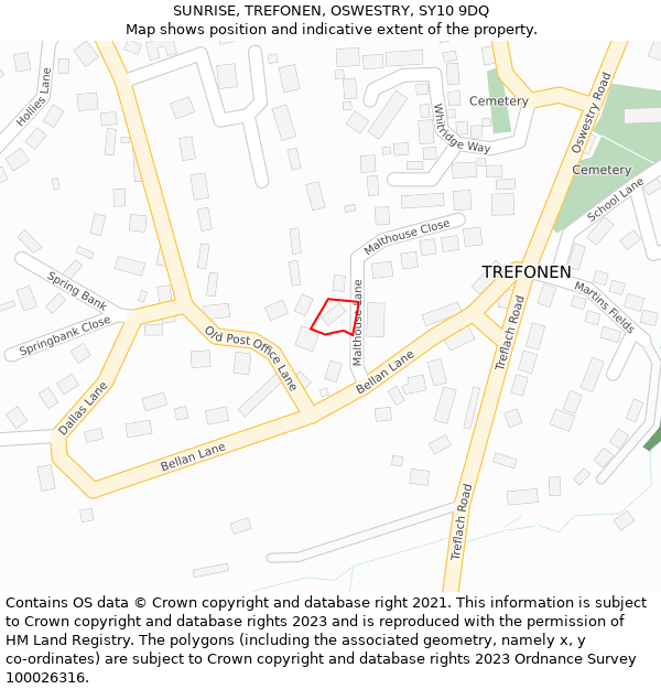 SUNRISE, TREFONEN, OSWESTRY, SY10 9DQ: Location map and indicative extent of plot