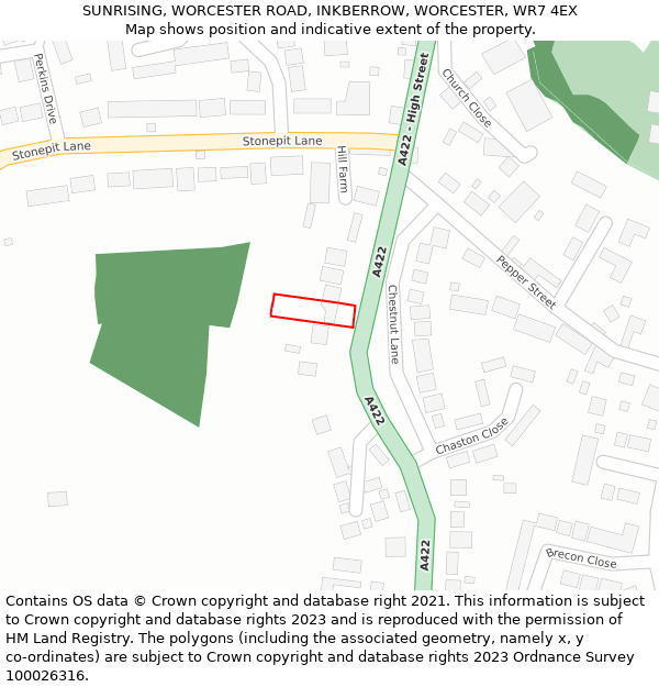 SUNRISING, WORCESTER ROAD, INKBERROW, WORCESTER, WR7 4EX: Location map and indicative extent of plot