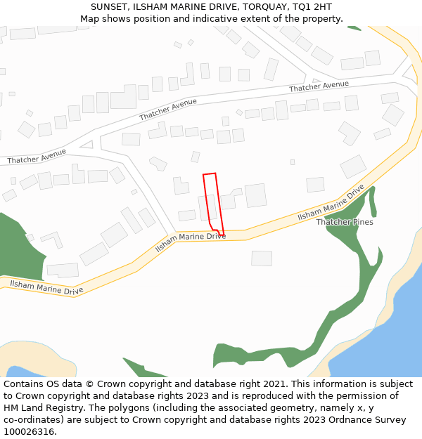 SUNSET, ILSHAM MARINE DRIVE, TORQUAY, TQ1 2HT: Location map and indicative extent of plot