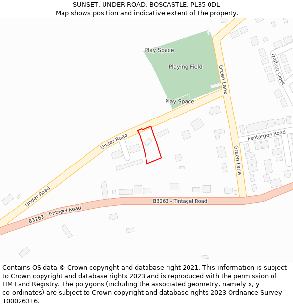 SUNSET, UNDER ROAD, BOSCASTLE, PL35 0DL: Location map and indicative extent of plot