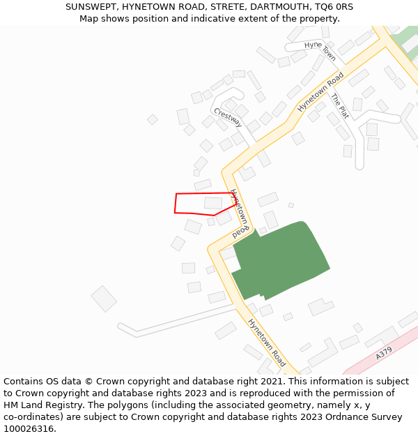 SUNSWEPT, HYNETOWN ROAD, STRETE, DARTMOUTH, TQ6 0RS: Location map and indicative extent of plot