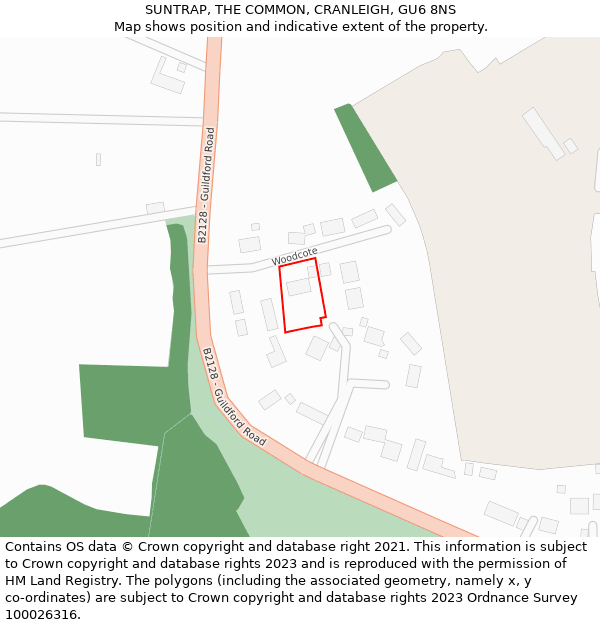 SUNTRAP, THE COMMON, CRANLEIGH, GU6 8NS: Location map and indicative extent of plot
