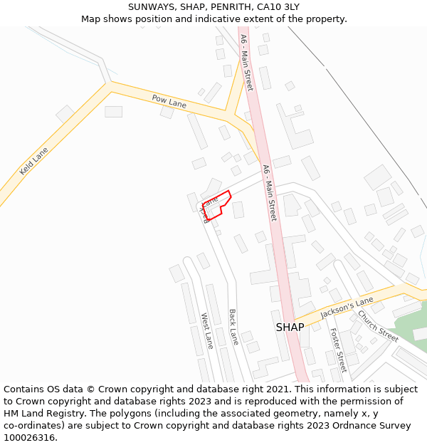 SUNWAYS, SHAP, PENRITH, CA10 3LY: Location map and indicative extent of plot