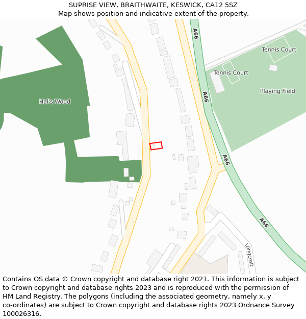 SUPRISE VIEW, BRAITHWAITE, KESWICK, CA12 5SZ: Location map and indicative extent of plot